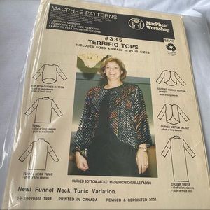 MacPhee Sewing Pattern Terrific Tops Brand New